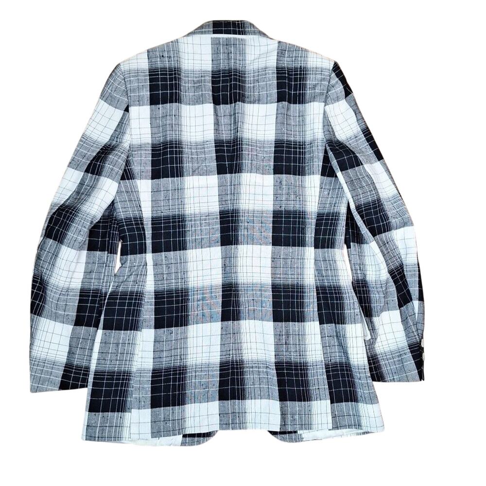 Vtg 60s/70s Black White Plaid Double Vent Mod Fat Lapel Sport Coat Blazer Men 36 - Picture 10 of 10